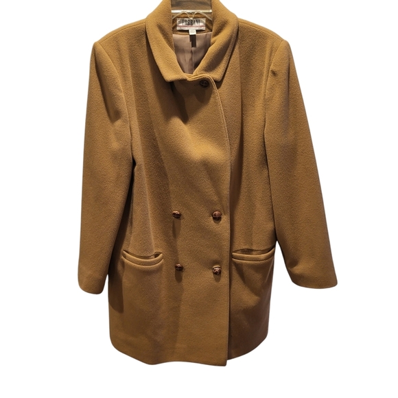 Forrani Jackets & Blazers - Vintage Forrani Coat Womens Size 14 100% Wool Camel Tan Overcoat Double Breasted